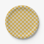 Assiettes En Carton Jaune En vichy Plaid À damiers Motif (Devant)