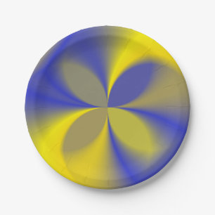 Assiettes En Carton Jaune et Bleu Quatre Feuilles