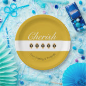 Assiettes En Carton Jaune et gris décoratif (Fête)