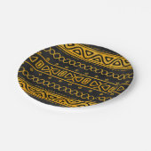 Assiettes En Carton Jaune et noir africains ethniques de motif (Angle)