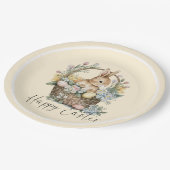 Assiettes En Carton Jaune Joyeux Lapin De Pâques (Angle)