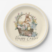 Assiettes En Carton Jaune Joyeux Lapin De Pâques (Devant)