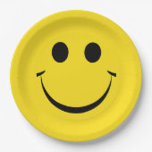 Assiettes En Carton Jaune Joyeux Visage Anniversaire Mignonne Plaques (Devant)