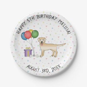 Assiettes En Carton Jaune Labrador Retriever Dessin Chien - Anniversai