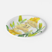 Assiettes En Carton Jaune Lys Floral Art (Angle)