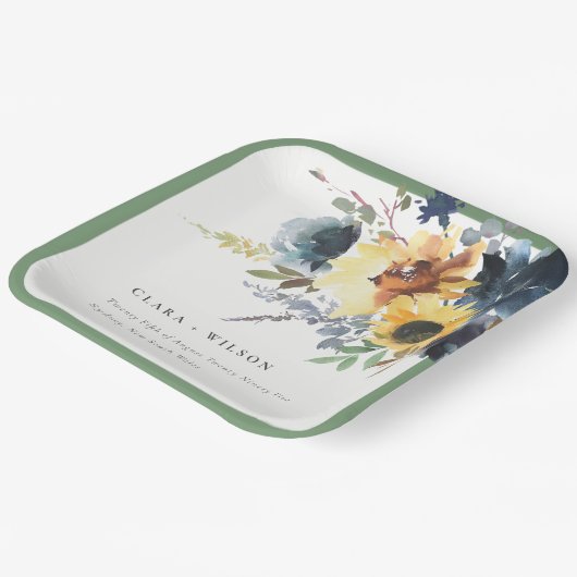 Assiettes En Carton Jaune Mariage floral de la marine Sunflower (Angulaire)