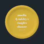 Assiettes En Carton Jaune minimaliste mignon Couples personnalisés Dou<br><div class="desc">Plaques de papier de douche minimaliste moderne jaune mou Couples personnalisés</div>