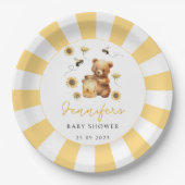 Assiettes En Carton Jaune ours mignon miel abeille bébé garçon douche (Devant)