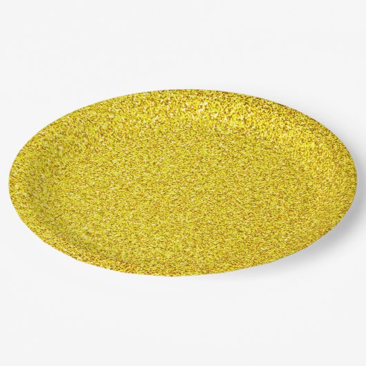 Assiettes En Carton Jaune Paillettes Or Mariages Anniversaires (Angle)