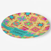Assiettes En Carton Jaune Patchwork Quilt Block Nom Félicitations (Angle)