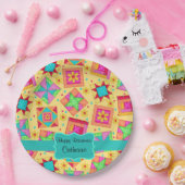 Assiettes En Carton Jaune Patchwork Quilt Nom du bloc Bonne retraite (Fête)