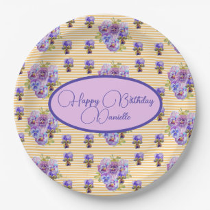 Assiettes En Carton Jaune Shabby Chic floral Anniversaire