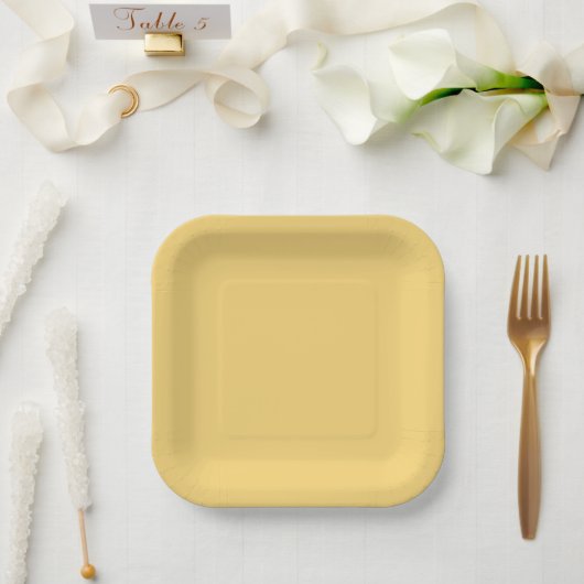 Assiettes En Carton Jaune solide côtier moderne (Mariage)