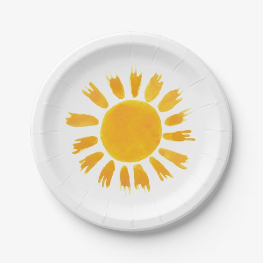 Assiettes En Carton Jaune Sun fête d'anniversaire (Devant)