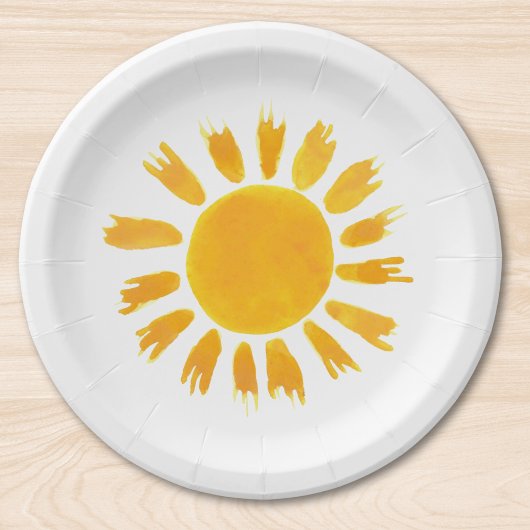 Assiettes En Carton Jaune Sun fête d'anniversaire