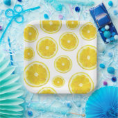 Assiettes En Carton Jaune tranche de citron frais texte personnalisé (Fête)
