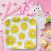 Assiettes En Carton Jaune tranche de citron frais texte personnalisé (Fête)