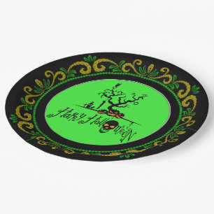 Assiettes En Carton Jaune vert Joyeux Halloween Grave Yard