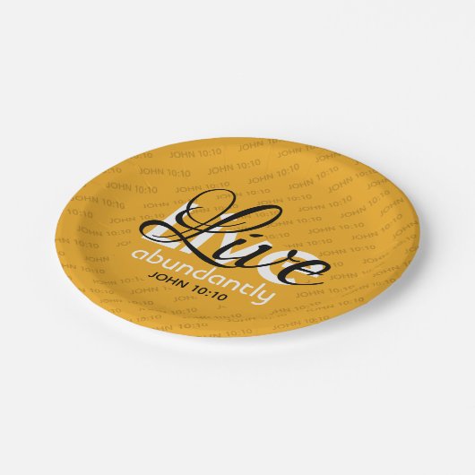 Assiettes En Carton Jaune VIE ABONDAMMENT Jean 10:10 Christian (Angle)