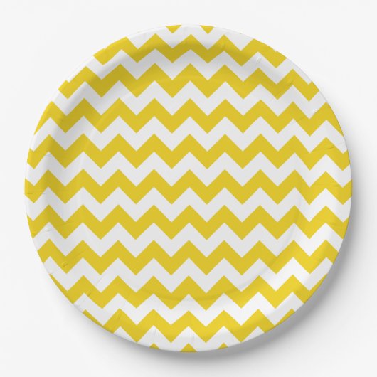 Assiettes En Carton Jaune Zigzag, Jaune Chevron, Motif géométrique (Devant)