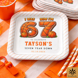 Assiettes En Carton J'avais 6 ans, maintenant j'ai 7 ans Basket-ball –