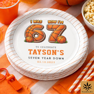 Assiettes En Carton J'avais 6 ans, maintenant j'ai 7 ans Basketball –