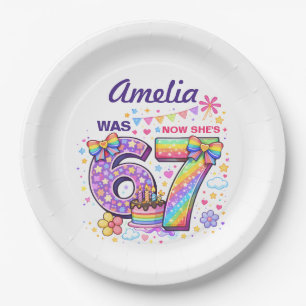 Assiettes En Carton J'avais 6 ans maintenant j'ai 7 ans Filles 7e anni