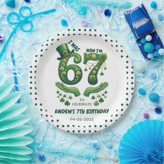 Assiettes En Carton J'avais 6 ans maintenant j'ai 7 ans garçon St Patr (Fête)