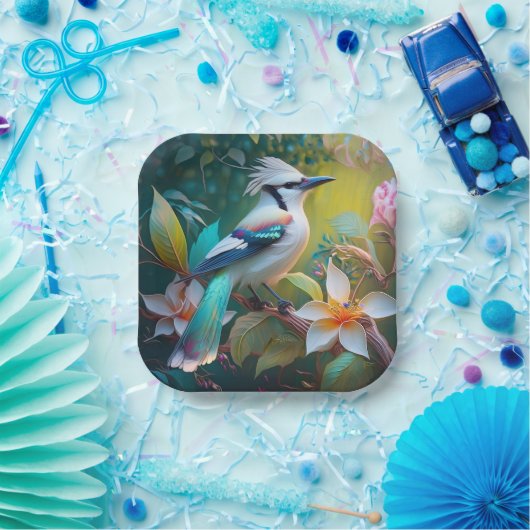 Assiettes En Carton Jay à ailes Turquoises en berceau (Fête)