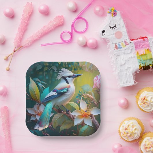 Assiettes En Carton Jay à ailes Turquoises en berceau (Fête)