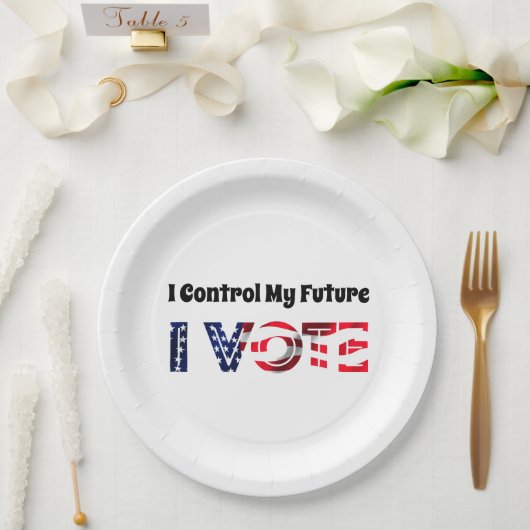 Assiettes En Carton Je contrôle mon avenir - Je vote (Mariage)