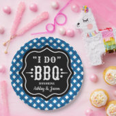 Assiettes En Carton Je fais BBQ Blue En vichy Mariage (Fête)