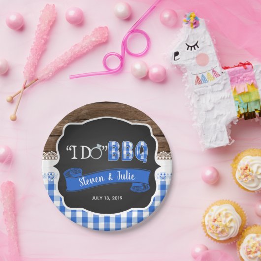 Assiettes En Carton Je fais BBQ Plaque papier - Bleu (Fête)