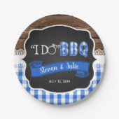 Assiettes En Carton Je fais BBQ Plaque papier - Bleu (Devant)