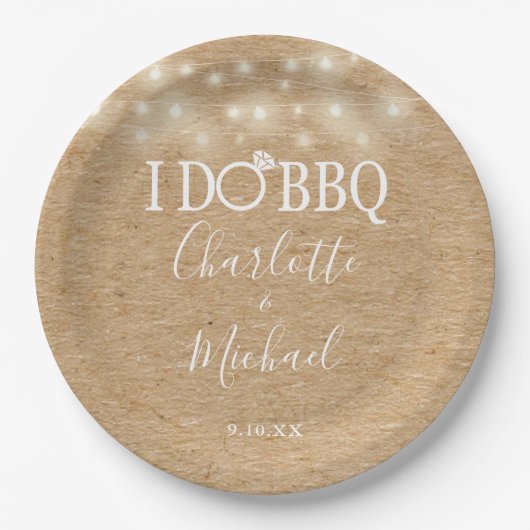 Assiettes En Carton Je fais BBQ Rustique Kraft Fiançailles (Devant)