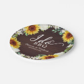 Assiettes En Carton Je fais BBQ Rustique Sunflower Engagement papier (Angle)