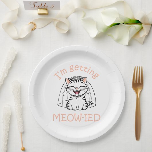 Assiettes En Carton Je me fais Meow-ied ! (Mariage)