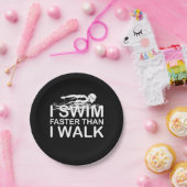 Assiettes En Carton Je Nage Plus Vite Que Je Marche (Fête)