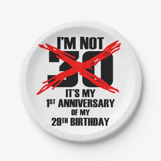 Assiettes En Carton Je ne suis pas 30 (Devant)