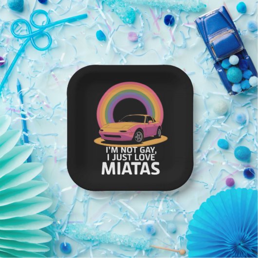Assiettes En Carton Je ne suis pas gay, j'aime juste Miatas LGBT Rainb (Fête)