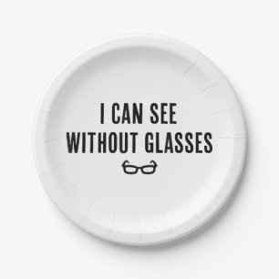 Assiettes En Carton Je peux voir sans lunettes - Funky White Lie Party
