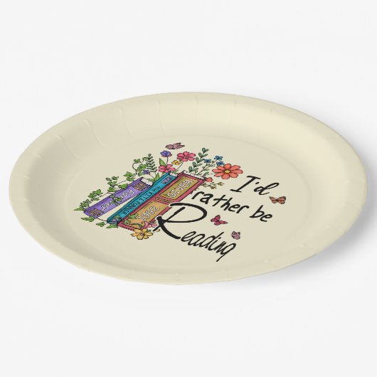 Assiettes En Carton Je préfère lire (Angle)