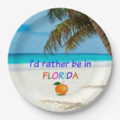 Assiettes En Carton Je préférerais être en Floride (ensoleillée), (Devant)