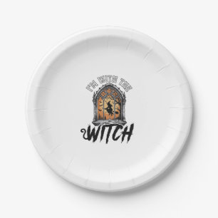 Assiettes En Carton Je Suis Avec La Sorcière Vintage Halloween