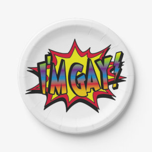 Assiettes En Carton Je suis Gay Burst