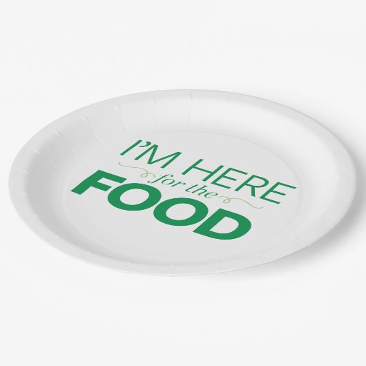 Assiettes En Carton Je suis ici pour la nourriture (Angle)