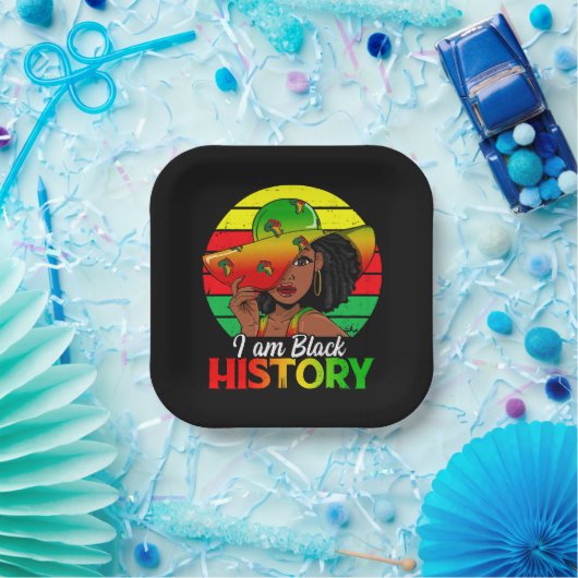 Assiettes En Carton Je Suis Noir Histoire Amérique Africaine (Fête)