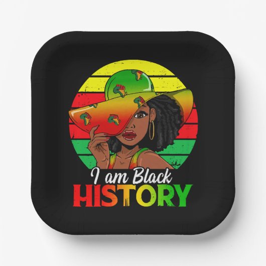 Assiettes En Carton Je Suis Noir Histoire Amérique Africaine (Recto)