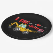 Assiettes En Carton Je t'ai creusé Backhoe Valentine (Angle)
