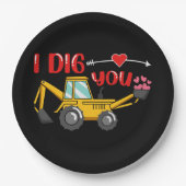 Assiettes En Carton Je t'ai creusé Backhoe Valentine (Devant)